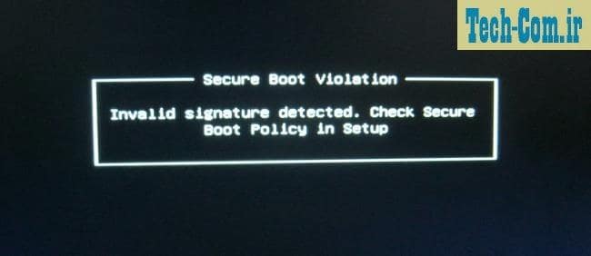 نمایش دهنده پیام Secure Boot است