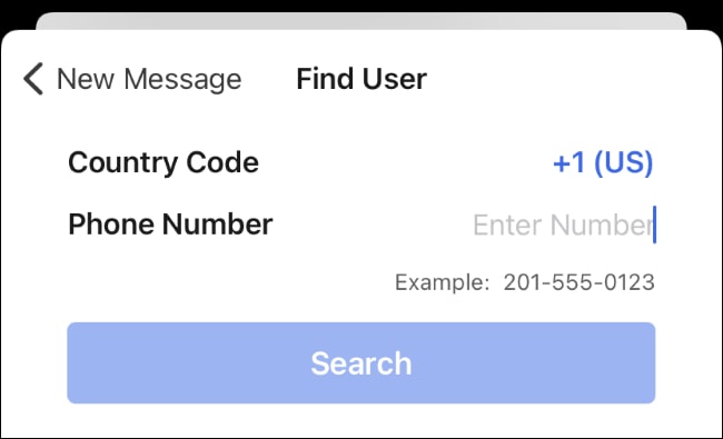 تصویر نشان می دهد که سیگنال کاربر را با استفاده از شماره تلفن پیدا کنید 