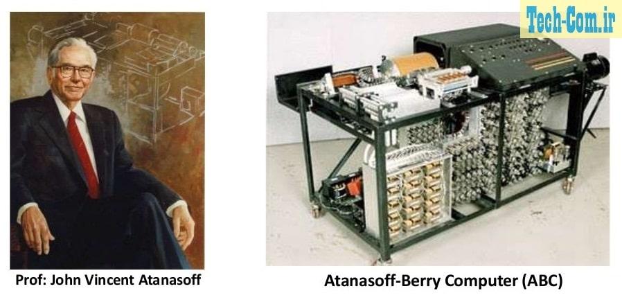 تصویر آتاناسوف و دستگاه ساخته شده توسط دانشجوی دکتری او کلیفورد بری